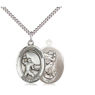Sterling Silver Saint Christpher Football Medal Religious Jewelry
