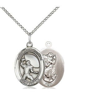 Sterling Silver Saint Christpher Football Medal Religious Jewelry