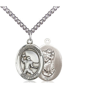 Sterling Silver Saint Christpher Football Medal Religious Jewelry