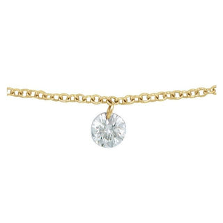 14K Yellow 1/6 CT Drilled Natural Diamond Solitaire 9" Anklet