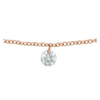 14K Rose 1/6 CT Drilled Natural Diamond Solitaire 9" Anklet