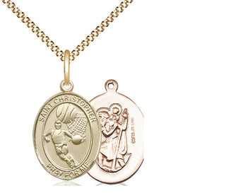 14kt Gold Filled Saint Christopher Basketball Medal Religious Jewelry