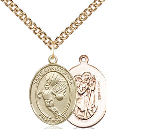 14kt Gold Filled Saint Christopher Basketball Medal Religious Jewelry