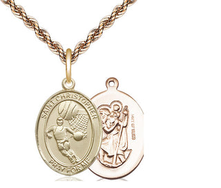 14kt Gold Filled Saint Christopher Basketball Medal Religious Jewelry