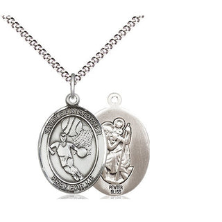 Pewter Saint Christopher Basketball Medal Religious Jewelry