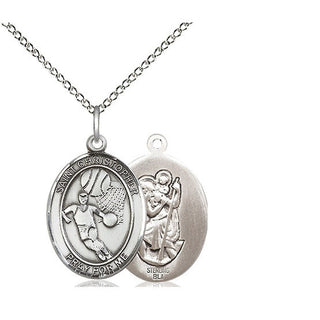 Sterling Silver Saint Christopher Basketball Medal Religious Jewelry