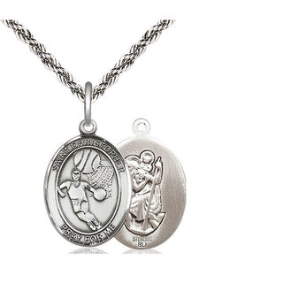 Sterling Silver Saint Christopher Basketball Medal Religious Jewelry