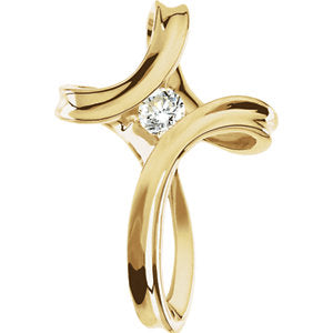 14K Gold 1/5 CT Diamond Cross Pendant
