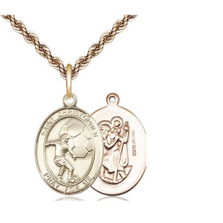 14kt Gold Filled Saint Christopher Soccer Medal Religious Jewelry