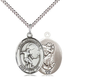Pewter Saint Christopher Soccer Medal Religious Jewelry