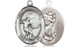 Sterling Silver Saint Christopher Soccer Medal Religious Jewelry