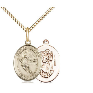 14kt Gold Filled Saint Christopher Hockey Medal Religious Jewelry