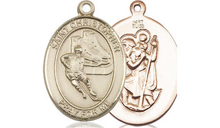 14kt Gold Saint Christopher Hockey Medal