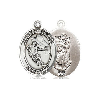 Pewter Saint Christopher Hockey Medal