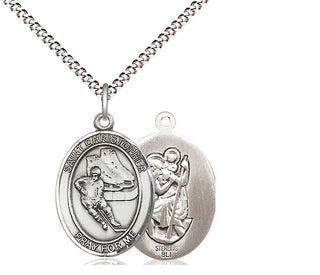 Sterling Silver Saint Christopher Hockey Medal Religious Jewelry