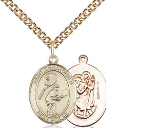 14kt Gold Filled Saint Christopher Tennis Medal Religious Jewelry