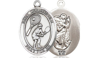 Pewter Saint Christopher Tennis Medal