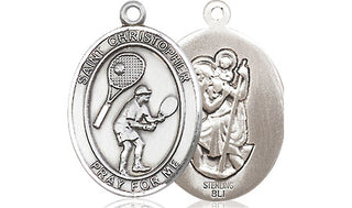 Sterling Silver Saint Christopher Tennis Medal Religious Jewelry