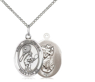 Sterling Silver Saint Christopher Tennis Medal Religious Jewelry