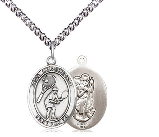 Sterling Silver Saint Christopher Tennis Medal Religious Jewelry