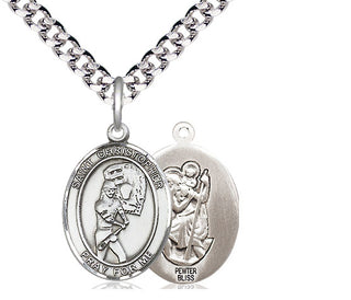 Pewter Saint Christopher Softball Medal Religious Jewelry
