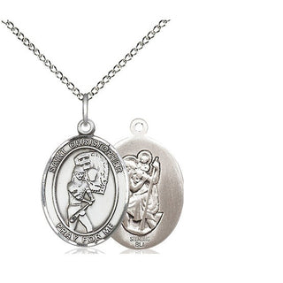 Sterling Silver Saint Christopher Softball Medal Religious Jewelry