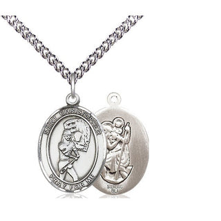 Sterling Silver Saint Christopher Softball Medal Religious Jewelry