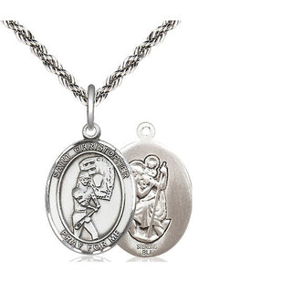 Sterling Silver Saint Christopher Softball Medal Religious Jewelry