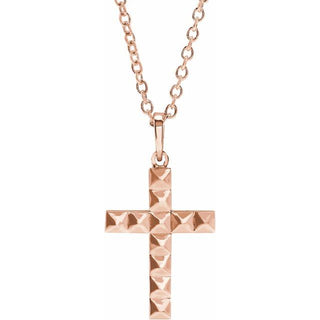 14K Rose Pyramid Cross 20" Necklace