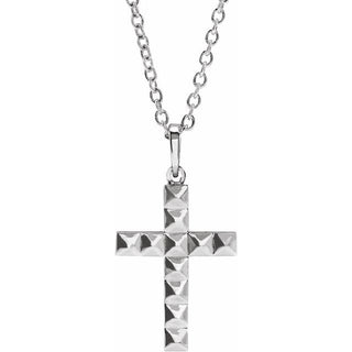 Platinum Pyramid Cross 20" Necklace