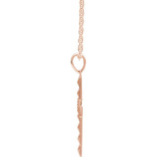 14K Rose Pyramid Cross 20" Necklace