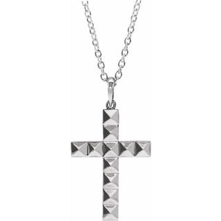 14K White Pyramid Cross 20" Necklace