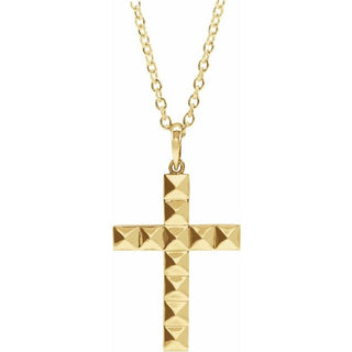 14K Yellow Pyramid Cross 20" Necklace