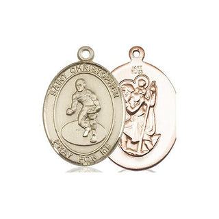 14kt Gold Saint Christopher Wrestling Medal