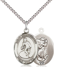 Pewter Saint Christopher Wrestling Medal Religious Jewelry