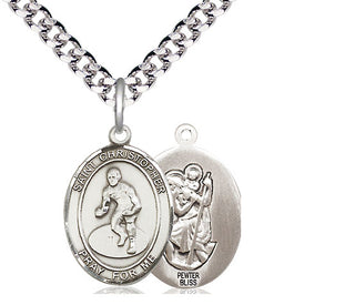 Pewter Saint Christopher Wrestling Medal Religious Jewelry