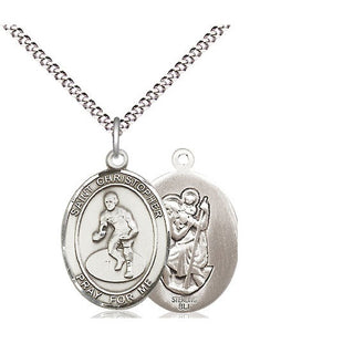 Sterling Silver Saint Christopher Wrestling Medal Religious Jewelry