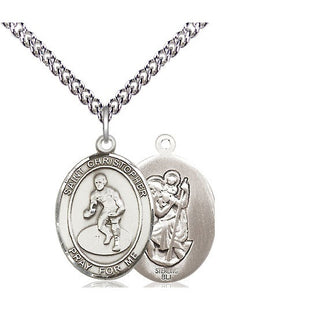 Sterling Silver Saint Christopher Wrestling Medal Religious Jewelry