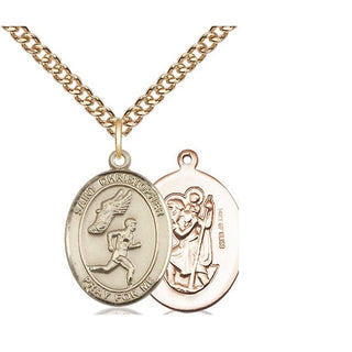 14kt Gold Filled Saint Christopher Track&Field Medal Religious Jewelry