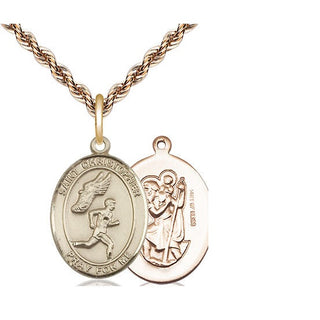 14kt Gold Filled Saint Christopher Track&Field Medal Religious Jewelry