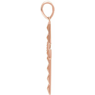 14K Rose Pyramid Cross Pendant