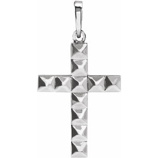14K White Pyramid Cross Pendant