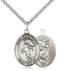 Pewter Saint Christopher Track&Field Medal Religious Jewelry