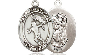Sterling Silver Saint Christopher Track&Field Medal Religious Jewelry