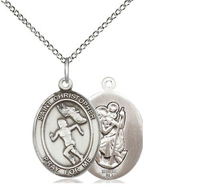 Sterling Silver Saint Christopher Track&Field Medal Religious Jewelry