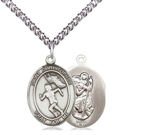 Sterling Silver Saint Christopher Track&Field Medal Religious Jewelry