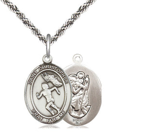 Sterling Silver Saint Christopher Track&Field Medal Religious Jewelry
