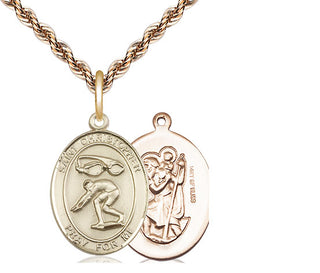 14kt Gold Filled Saint Christopher Swimming Medal Religious Jewelry