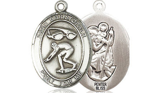 Pewter Saint Christopher Swimming Medal