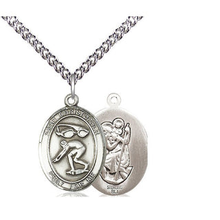Sterling Silver Saint Christopher Swimming Medal Religious Jewelry